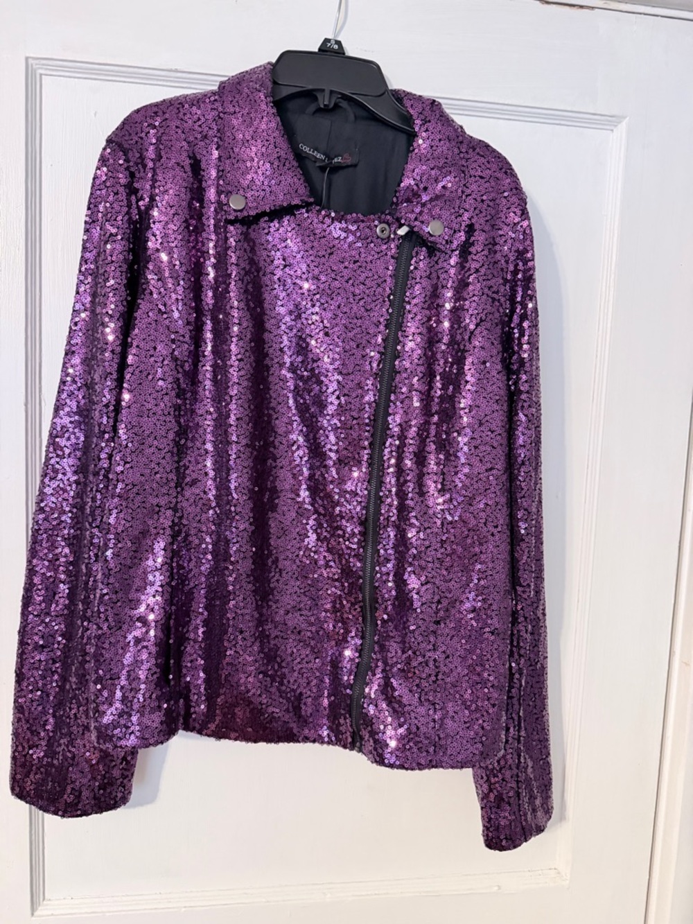 Collared Purple Sequin Jacket - Women's Jacket